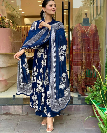 Blue Kurta Pant Set with Dupatta for Women – Perfect for Every Occasion"