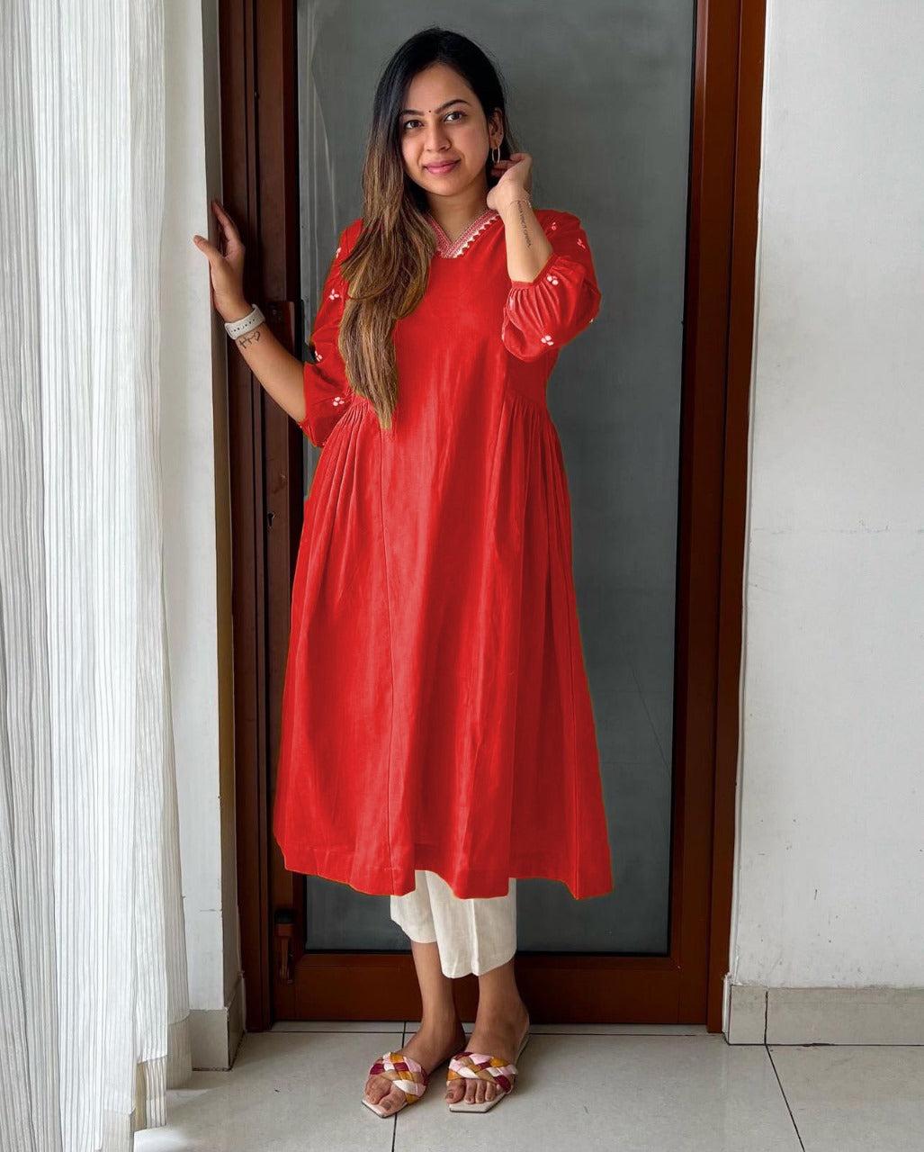 "Vibrant Orange Kurta with Pant Set: A Perfect Blend of Tradition and Style"