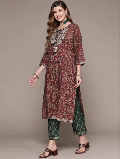 Breezy Elegance: Cotton Kurti Ensemble