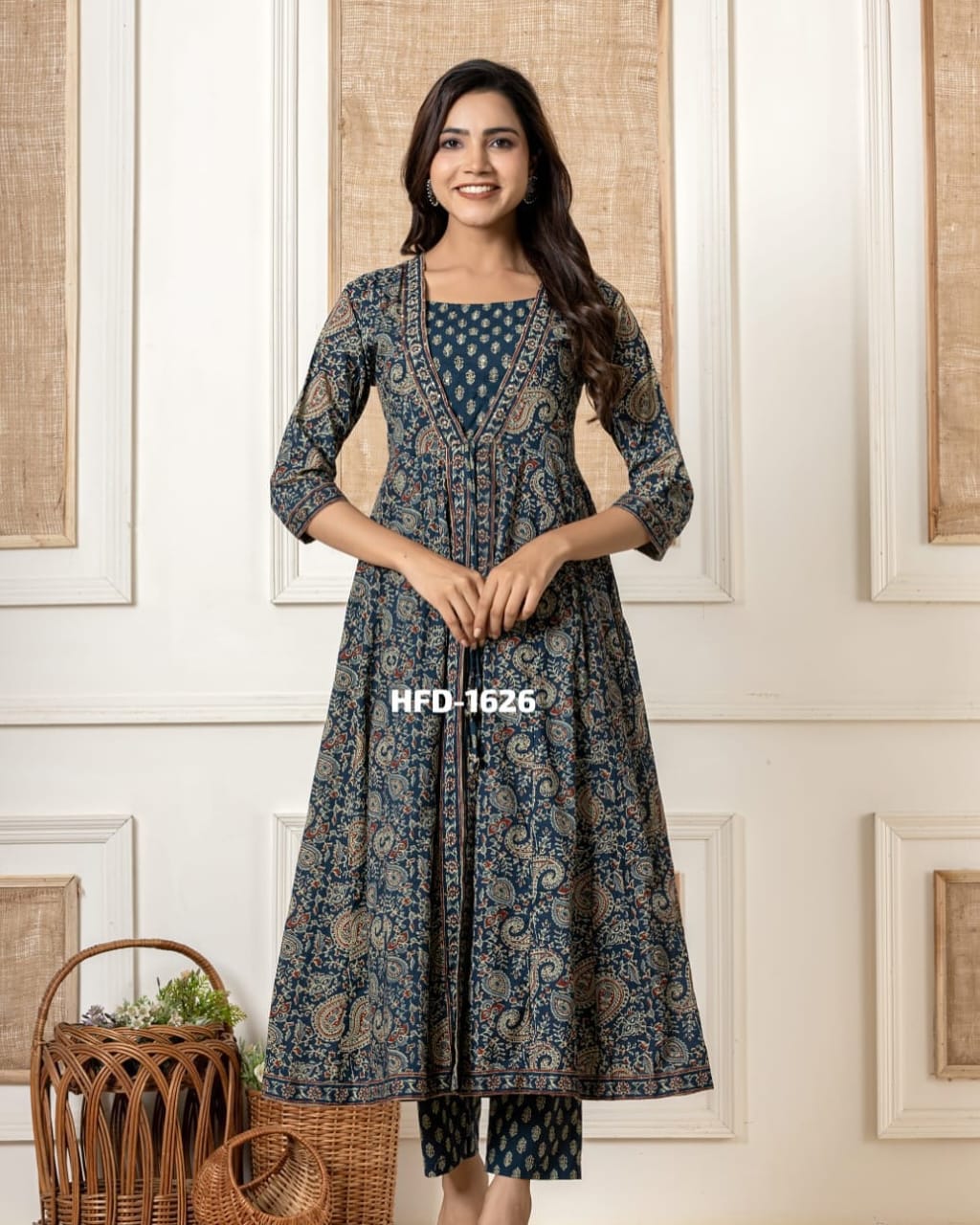 Navy Blue Kurta Pant with Dupatta Set