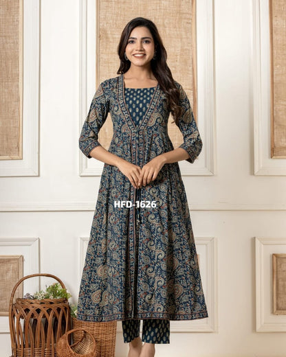 Navy Blue Kurta Pant with Dupatta Set