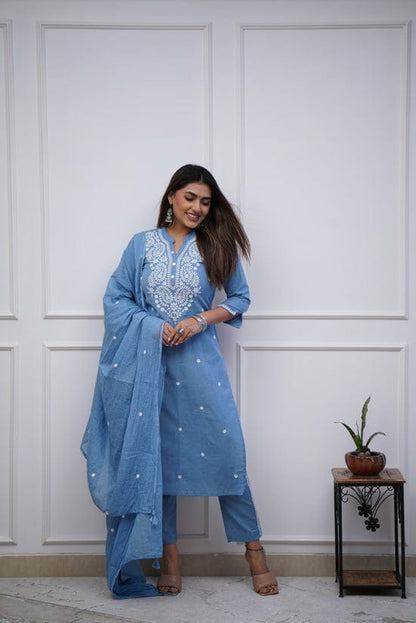 Blue Color Kurta with Pant Set: Traditional Charm Meets Contemporary Style"