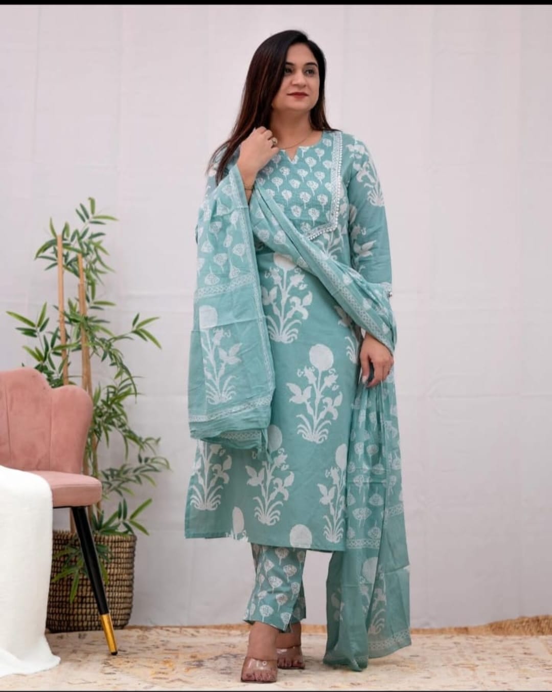 Sky Blue Kurta Pant with Dupatta Set – Elegant Ethnic Wear