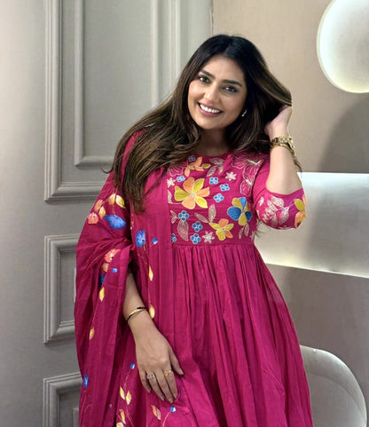 Pink Kurta Pant with Dupatta Set