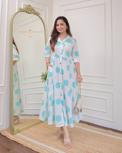 "Sky Blue A-Line Kurta with Pant Set: Elegant and Comfortable Ensemble"