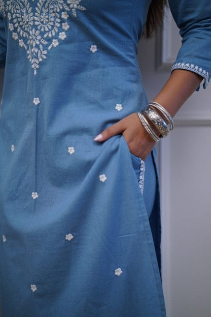 Blue Color Kurta with Pant Set: Traditional Charm Meets Contemporary Style"