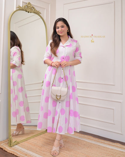 Pink A-Line Kurta with Matching Pant Set"