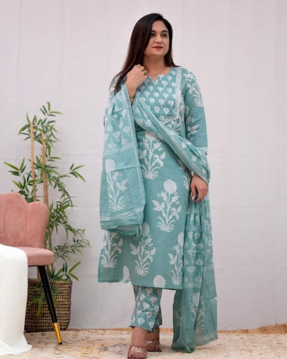 Sky Blue Kurta Pant with Dupatta Set – Elegant Ethnic Wear