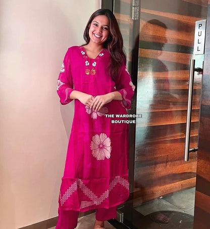 Pink Color Kurta with Pant Set and Dupatta"