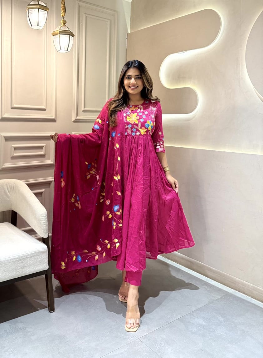 Pink Kurta Pant with Dupatta Set