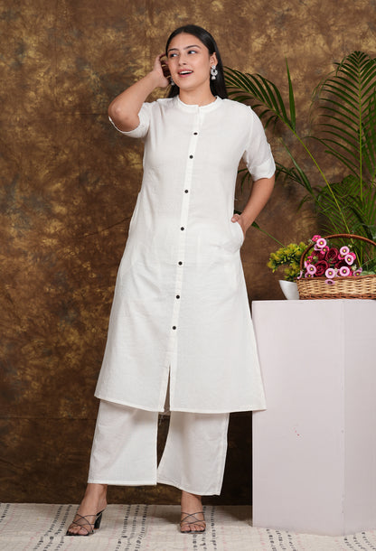 LIBASRACHNA Pearl Bush Katha Cotton Kurta And Palazzo Set