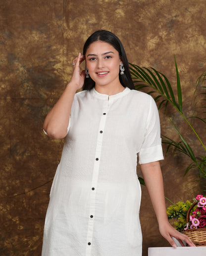 LIBASRACHNA Pearl Bush Katha Cotton Kurta And Palazzo Set