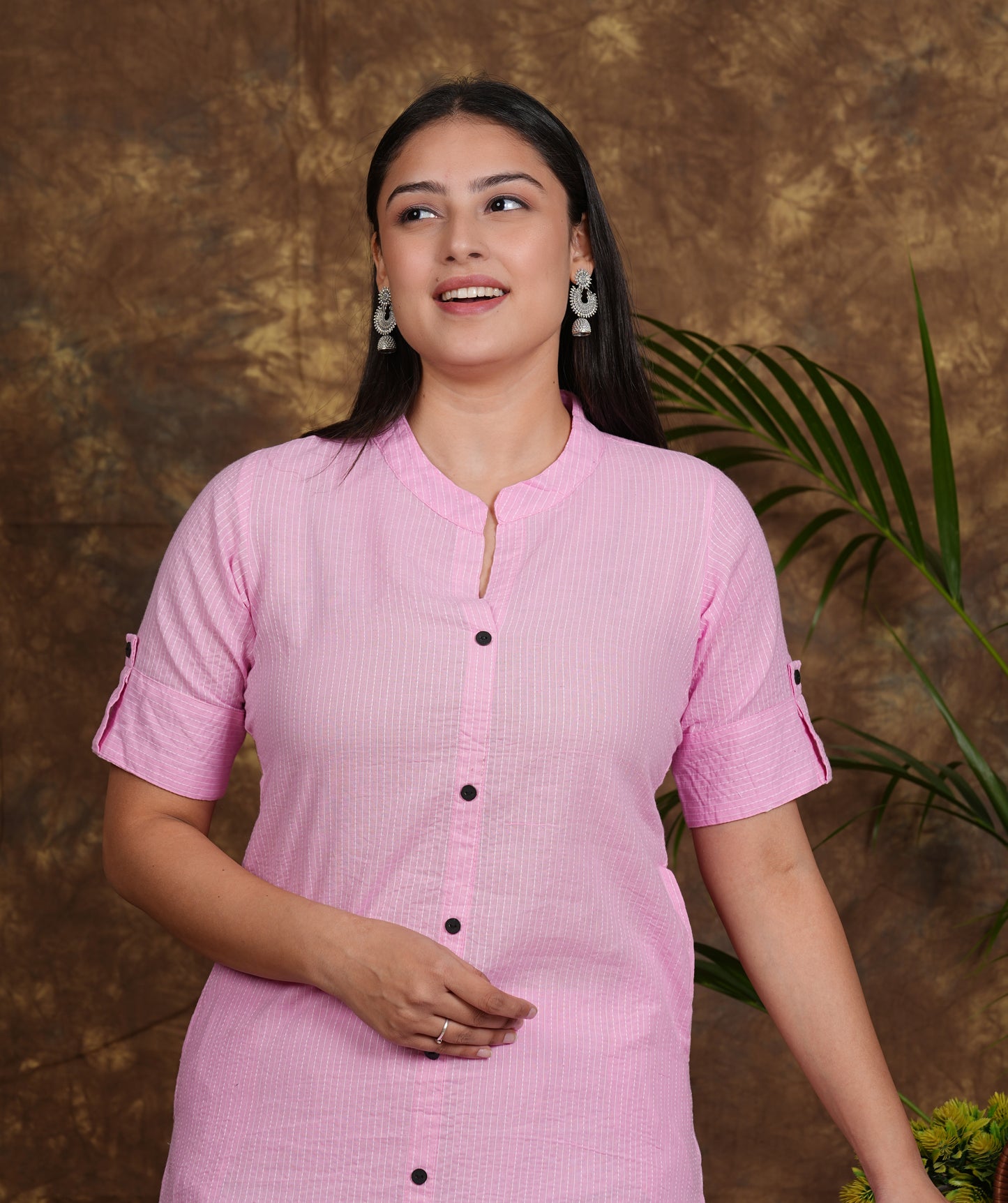 LIBASRACHNA Katha Cotton Kurta Set (Pink)