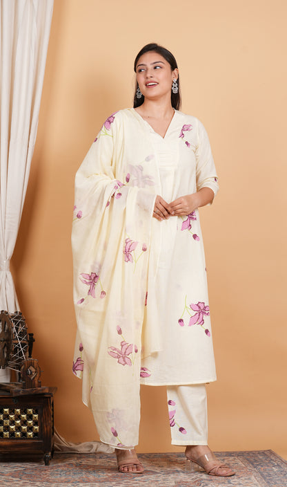 Classic Cotton Flex Kurta and Pant with Dupatta Ensemble