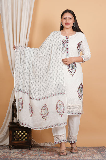 LIBASRACHNA White Black Chikankari Set