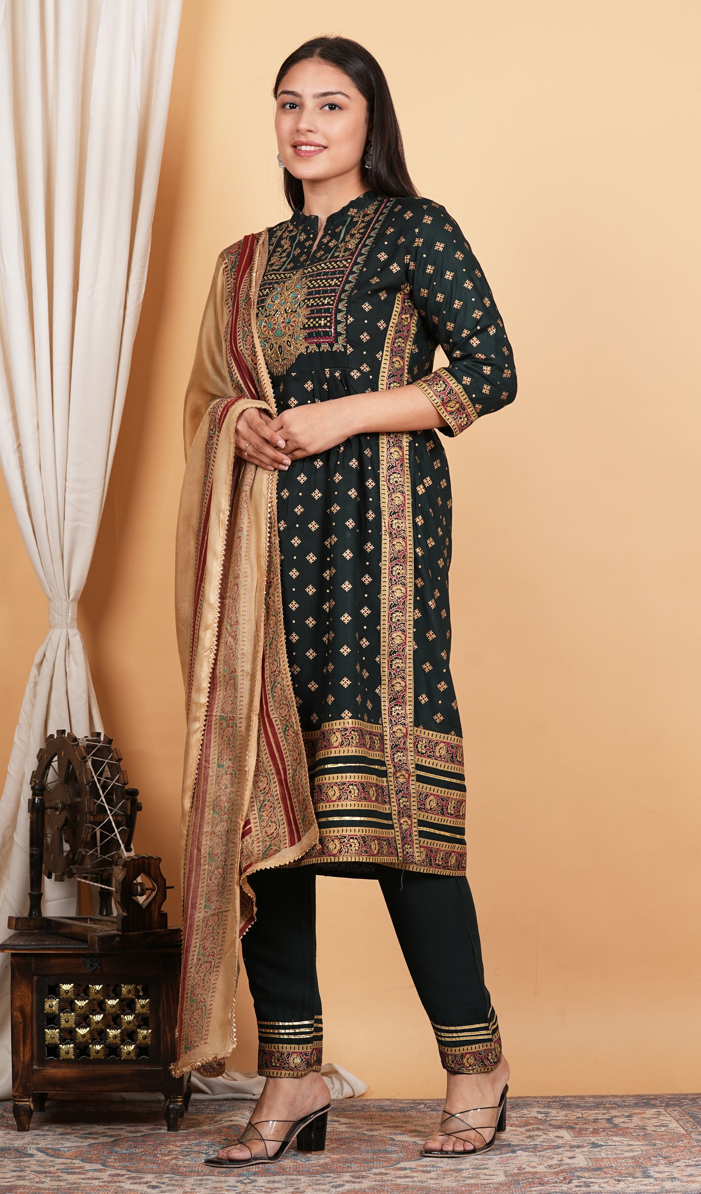 LIBASRACHNA Handwork Embroidered Kurta And Pant Set With Dupatta