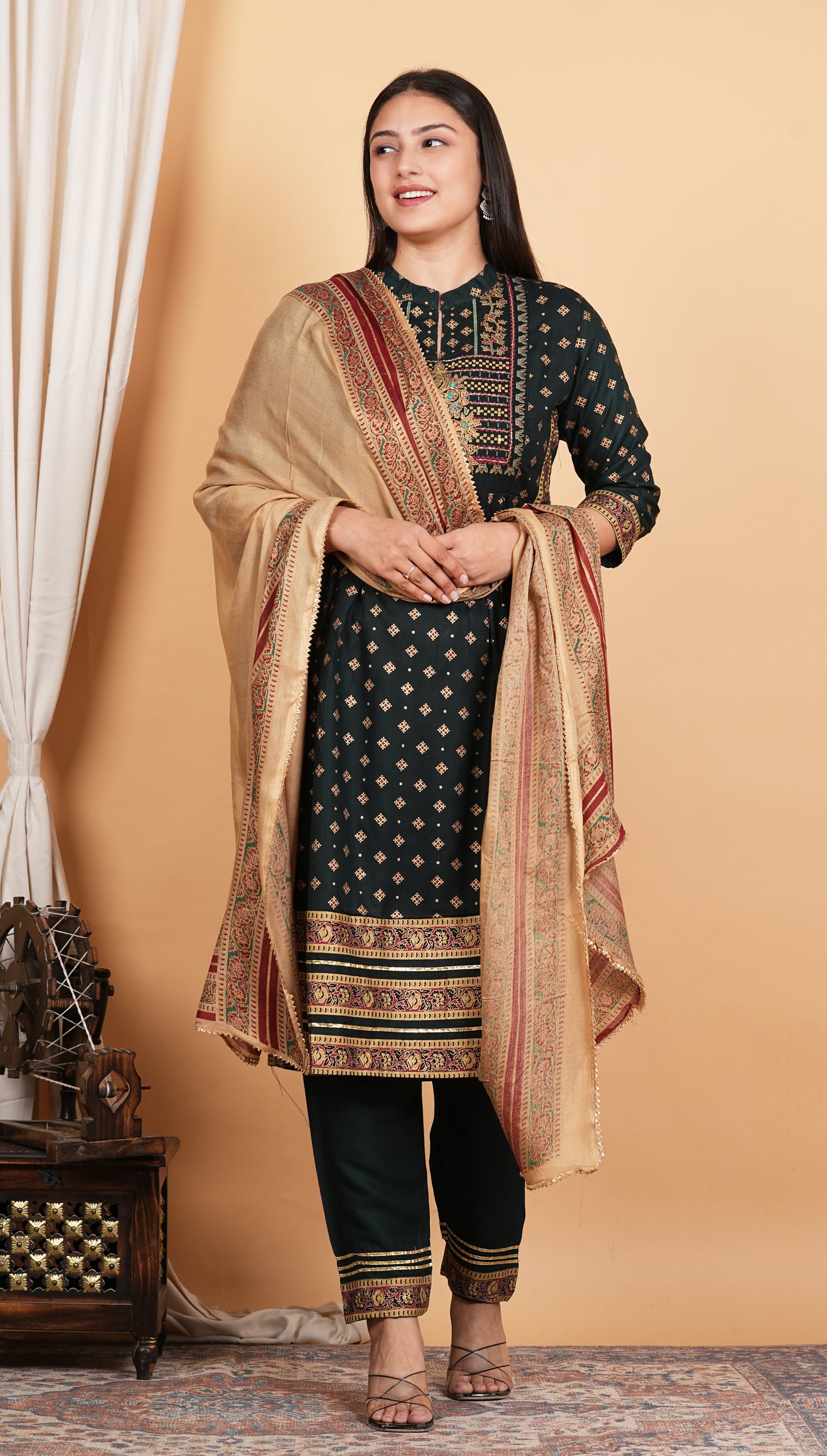 LIBASRACHNA Handwork Embroidered Kurta And Pant Set With Dupatta