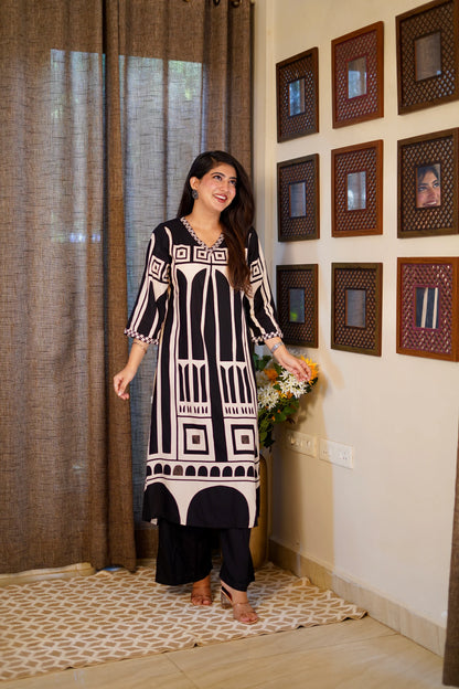 Sargun Charcoal Digital Printed Kurta Pant Set