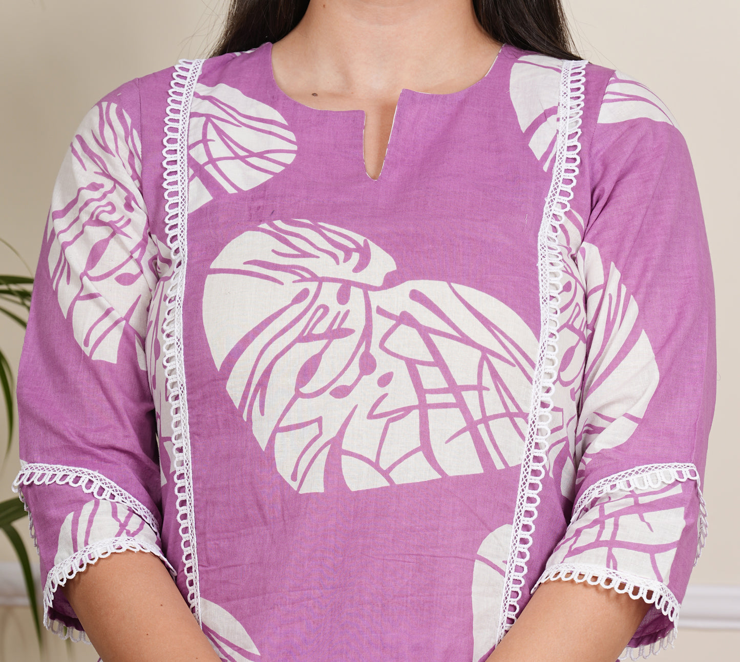 "Lavender Dreams: Elegant Cotton Kurta & Pant Set"