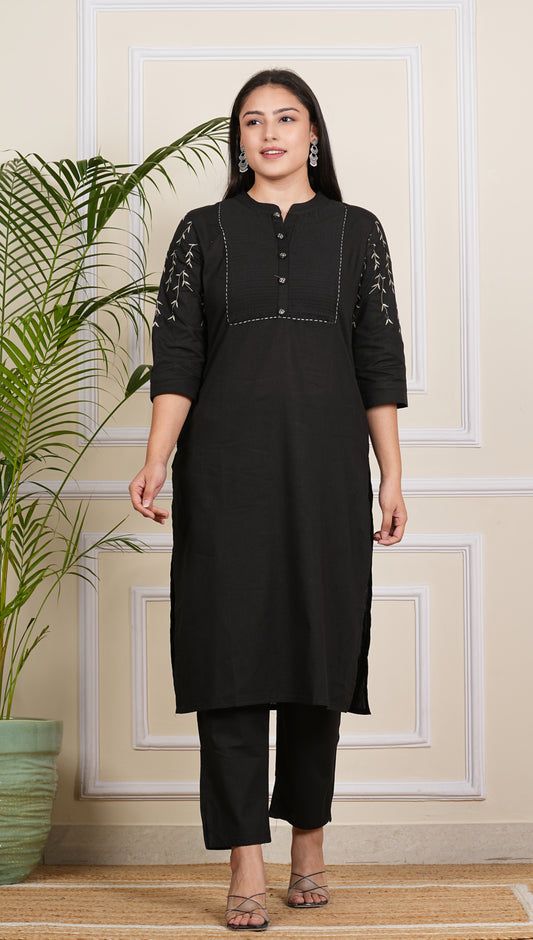 Libasrachna Embroidered CO-ORD Set black