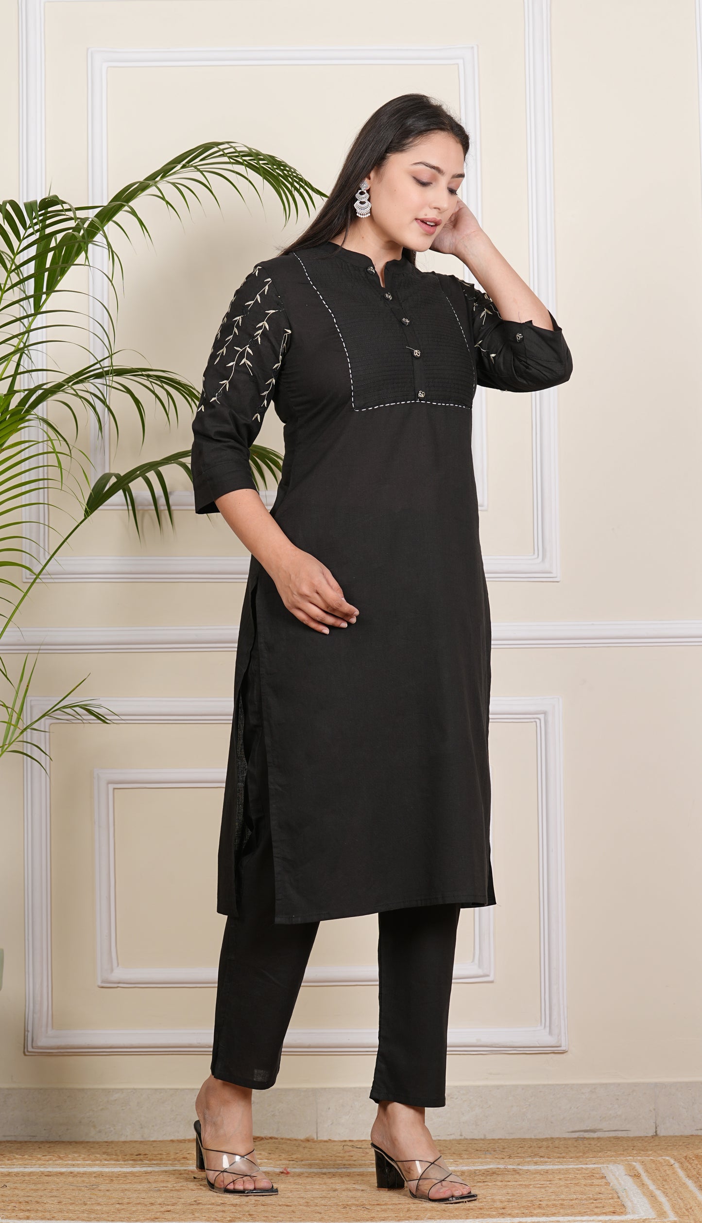 Libasrachna Embroidered CO-ORD Set black