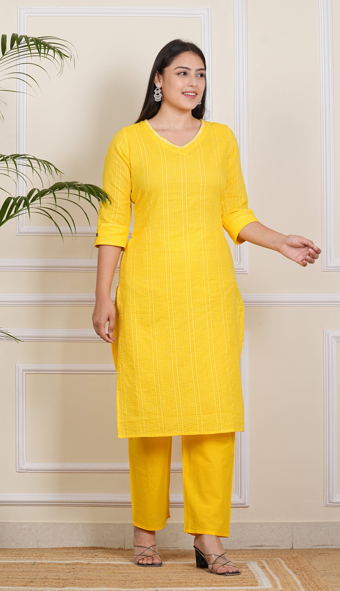 Radiant Yellow: A Chic Kurti-Pant Combo"