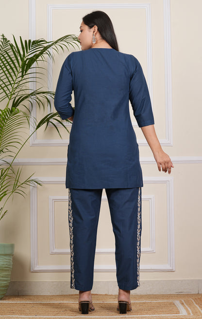 Navy Blue Cotton Cord Set: Soft & Stylish"