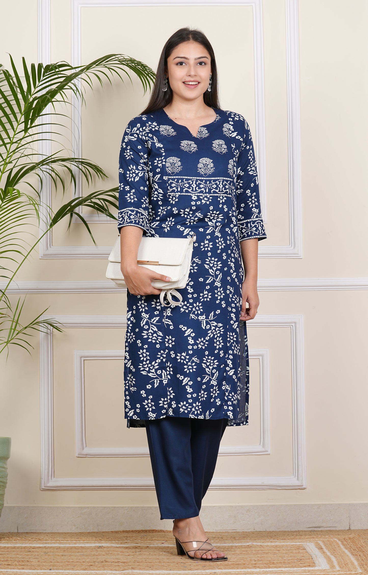 "Elegant blue Kurta Pant Rayon Set for Effortless Style"