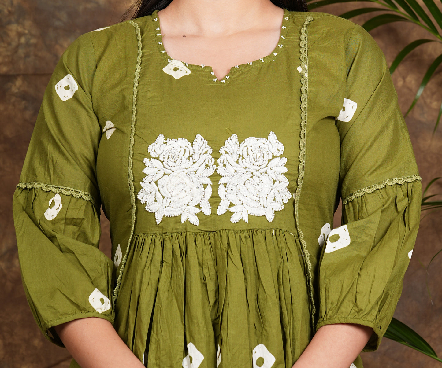 "Elegant Green cotton Printed Kurti Pant Set"