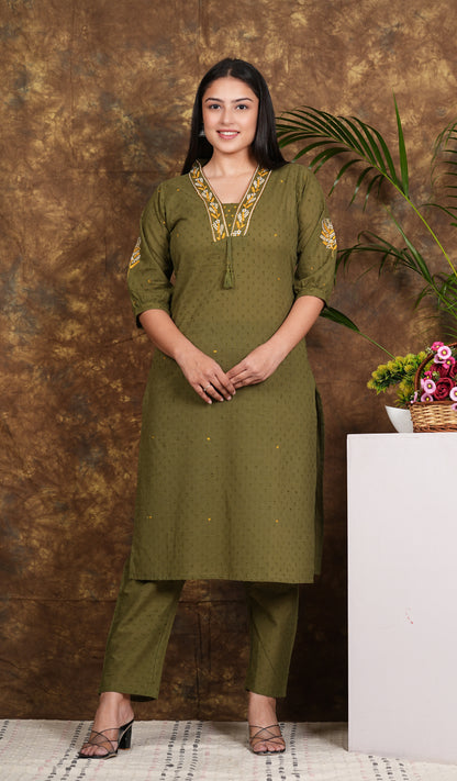 Cotton A-Line Kurta with pants