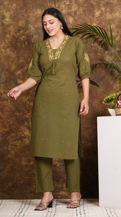 Cotton A-Line Kurta with pants