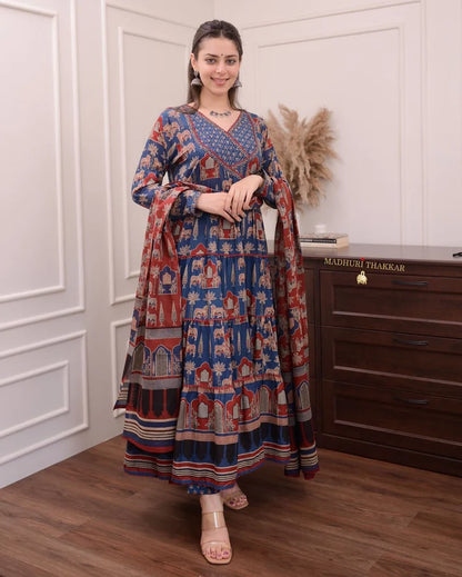 "Elegant Heavy Anarkali Suit Set: Fully Flared and Stitch-Ready"