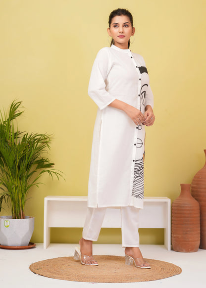 White Printed Cotton Co-Ord Set