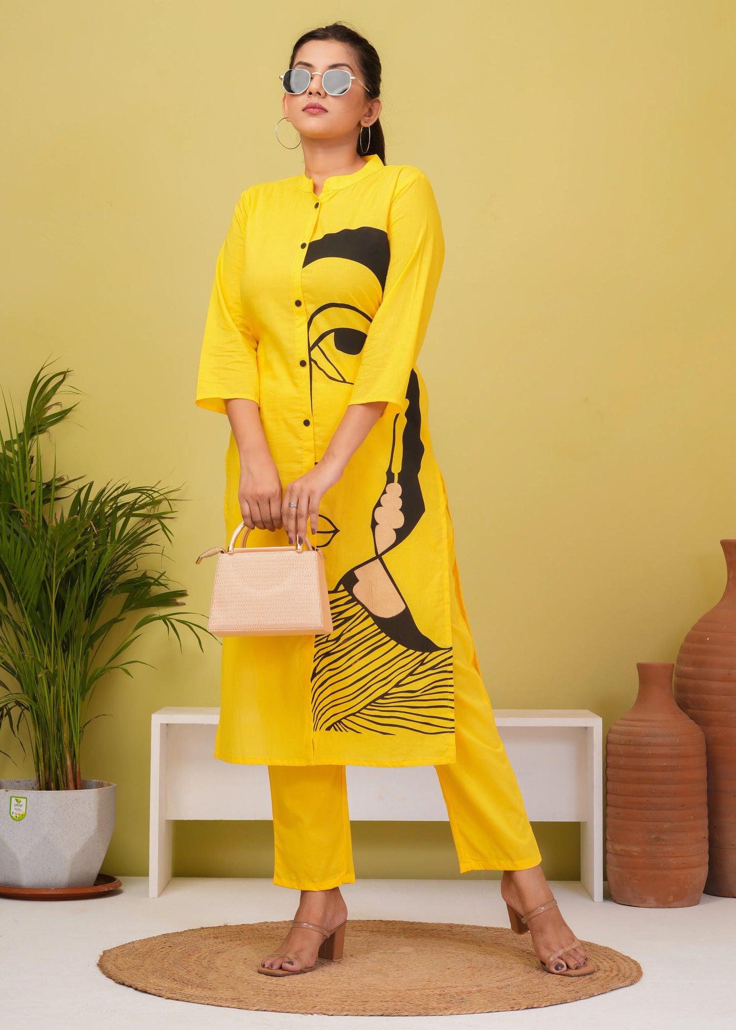 Yellow Printed Cotton Co-Ord Set