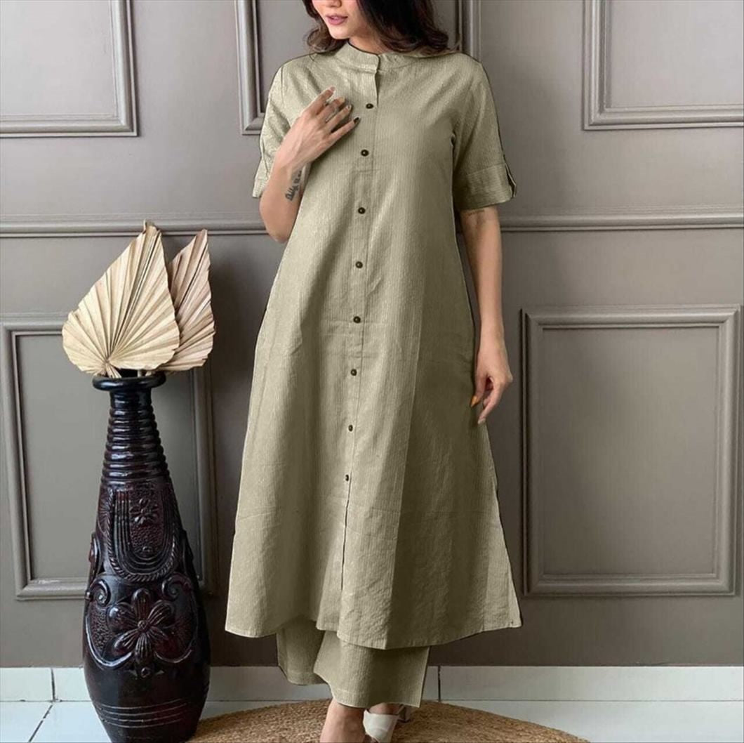 LIBASRACHNA Katha Cotton Kurta And Palazzo Set