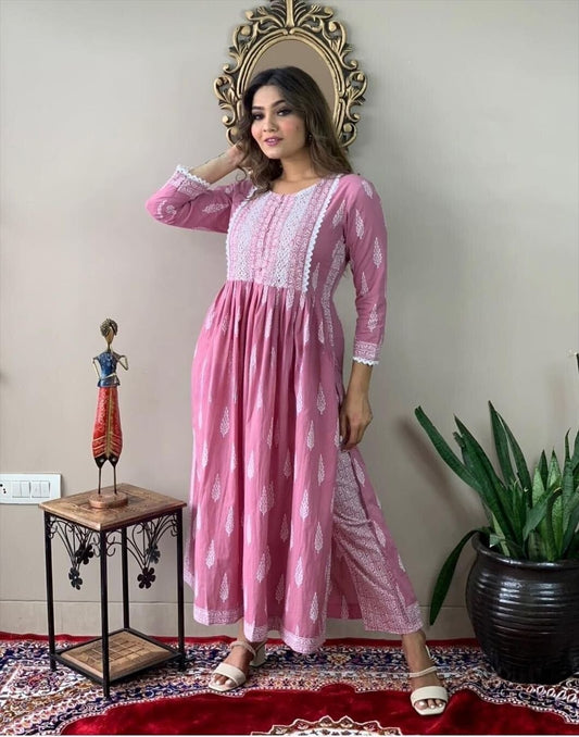 LIBASRACHNA Ethnic Motifs Printed Nayra Cut Kurta And Pant Set