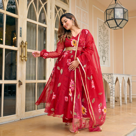 LIBASRACHNA AURORA ORGANZA HANDPAINTED SUIT SET