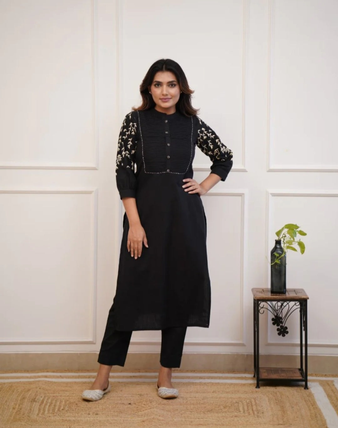 Libasrachna Embroidered CO-ORD Set black