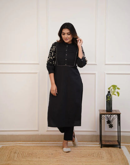 Libasrachna Embroidered CO-ORD Set black