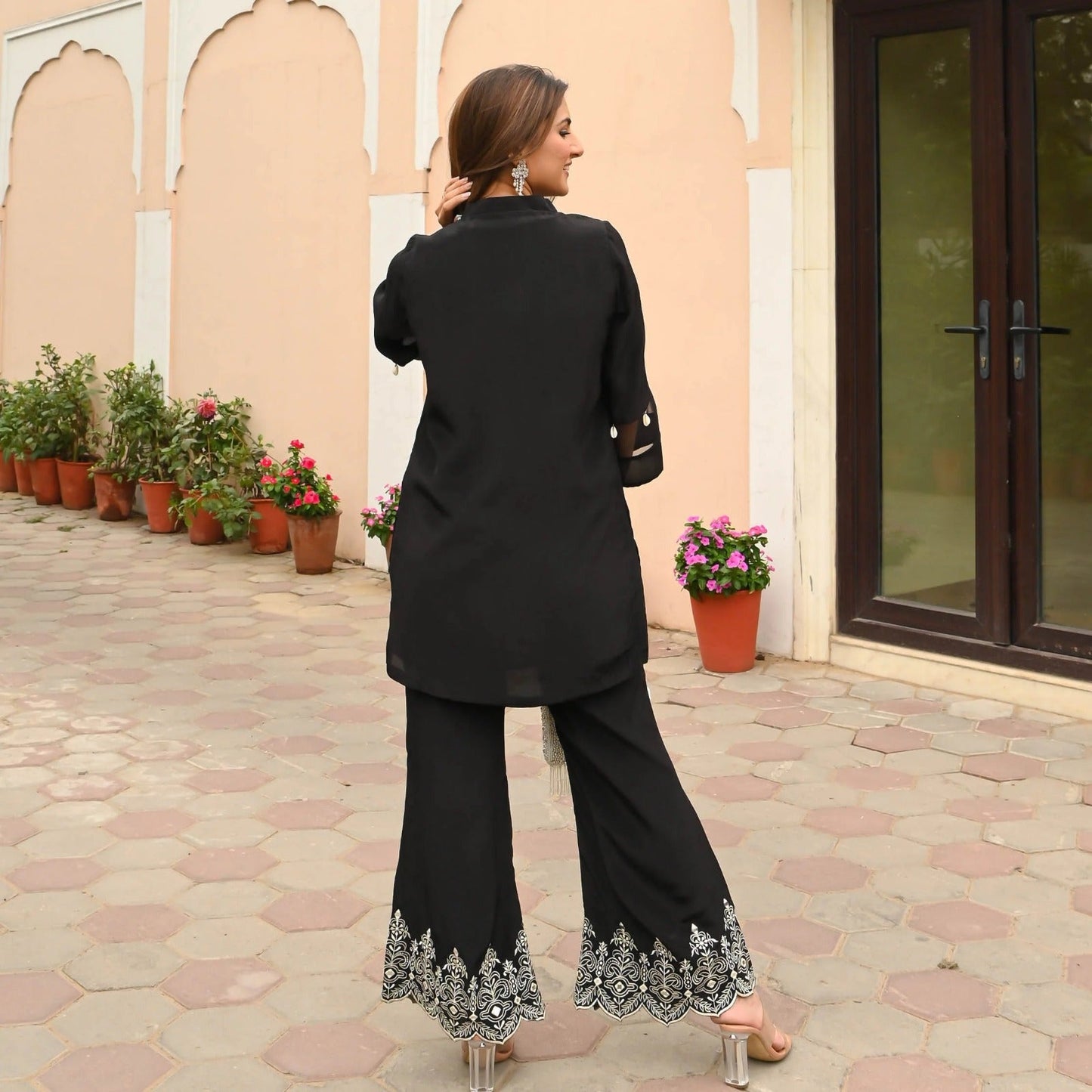 LIBASRACHNA Embroidered Black Co-Ord Set