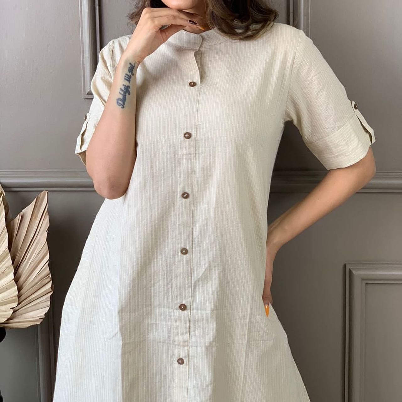 LIBASRACHNA Pearl Bush Katha Cotton Kurta And Palazzo Set