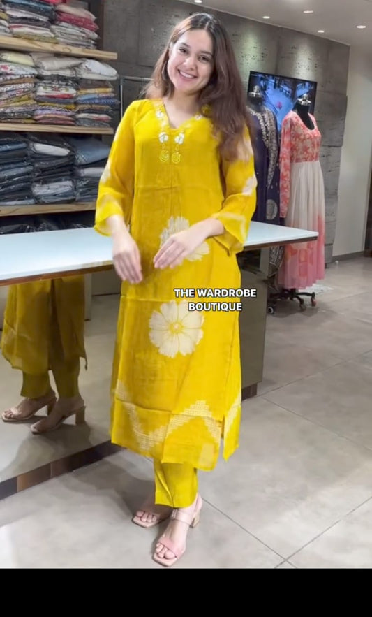 yellow Kurta Set with Pant and Dupatta"set