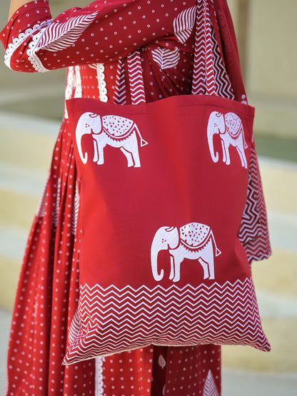 Red Kurta with Pant and Dupatta Set"