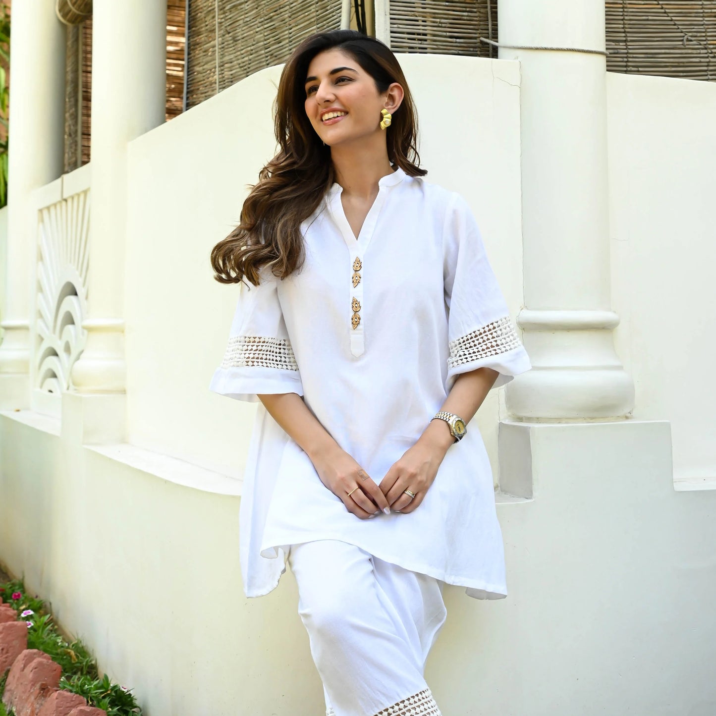 LIBASRACHNA WHITE COTTON ELEGANCE COORD SET