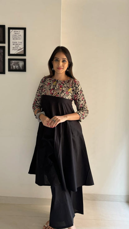 Black Color Kurta with Pant Set