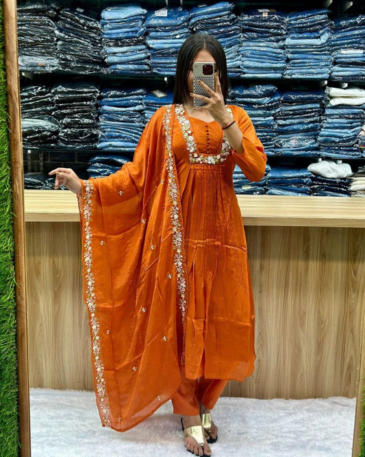 Orange A-LINE DUPATTA SET