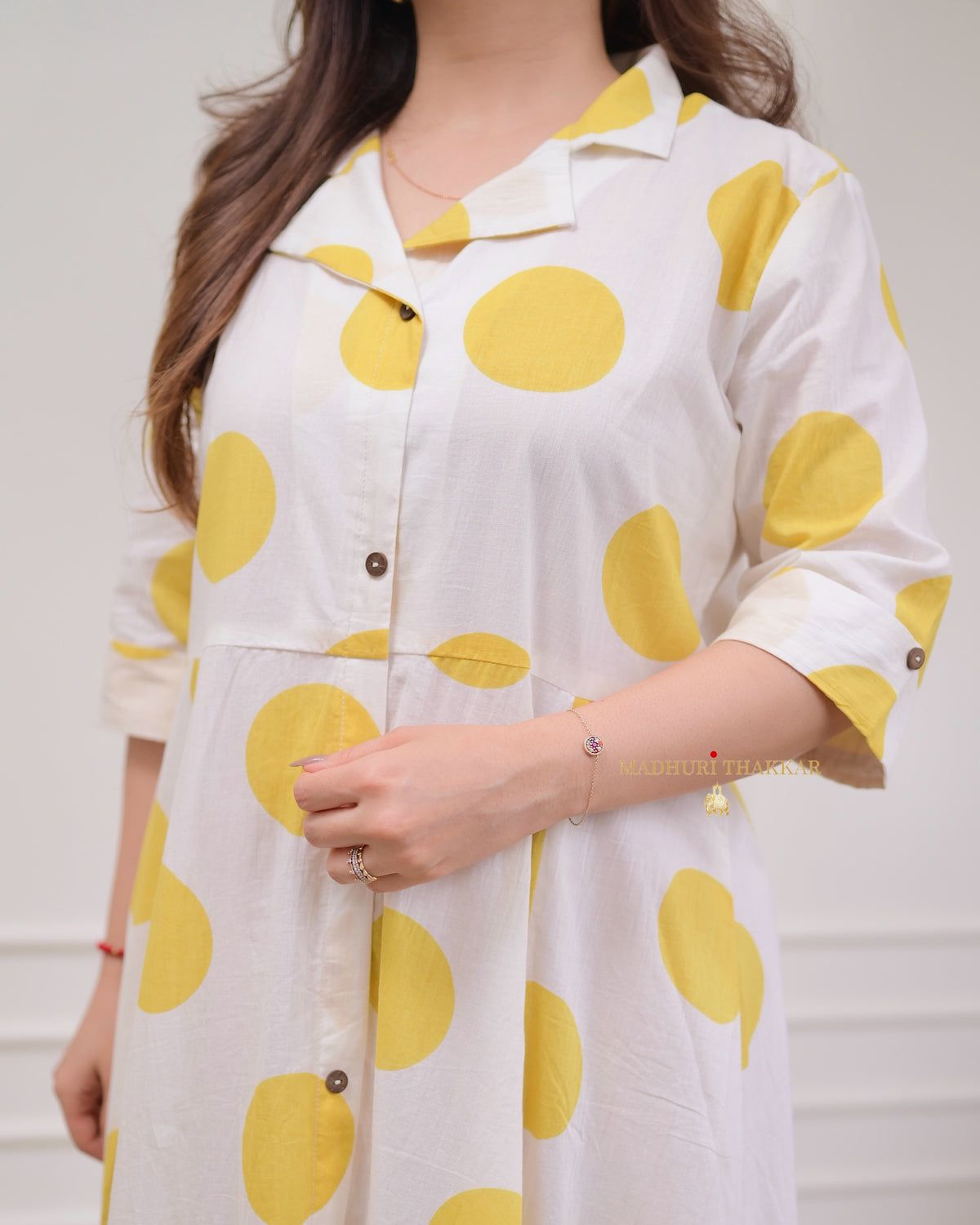 Yellow A-Line Kurta with Pant Set"