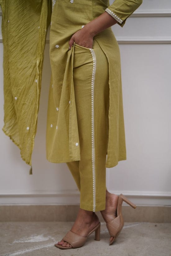 Green Kurta with Dupatta & Pant Set