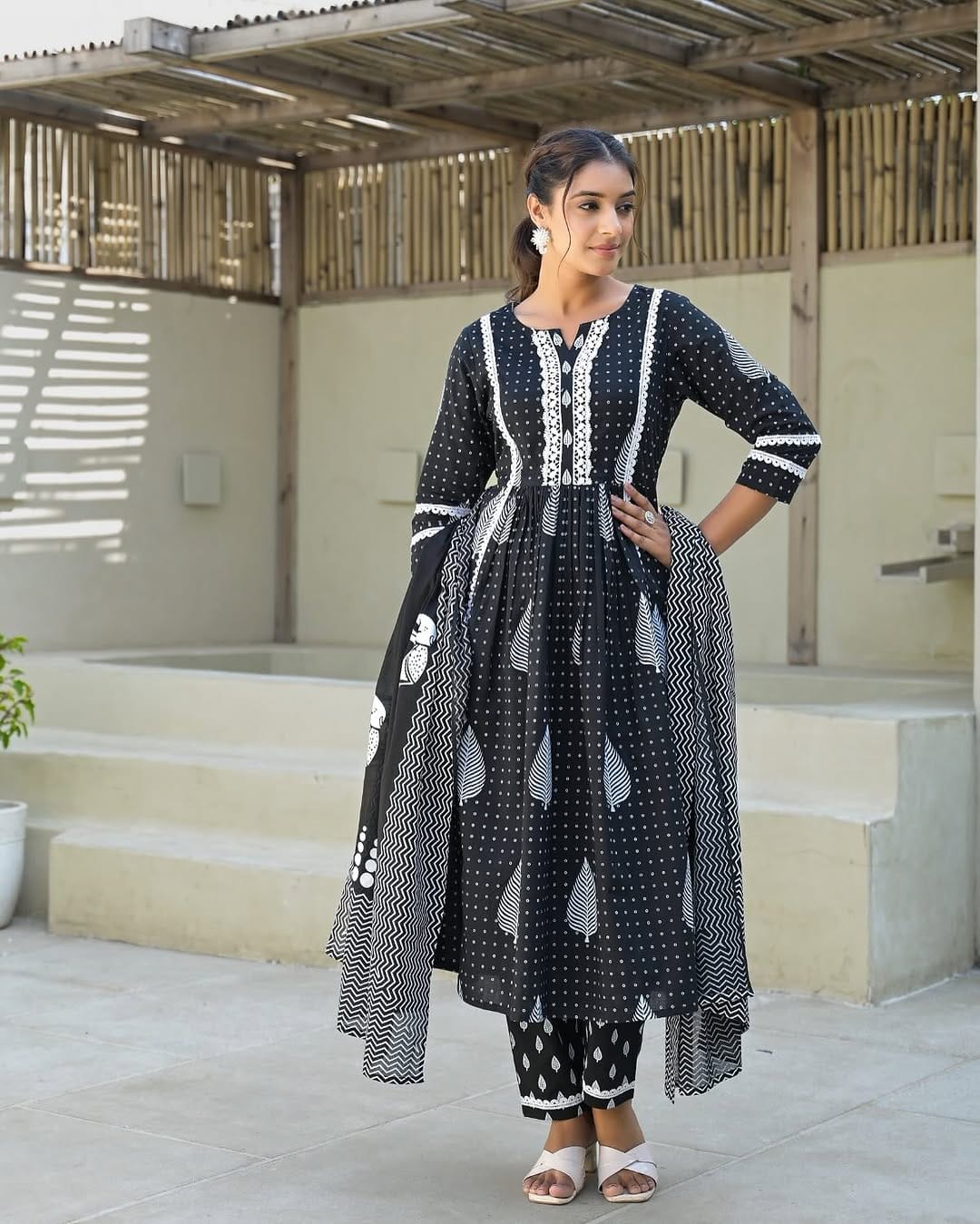 Black Kurta Pant Set with Dupatta set