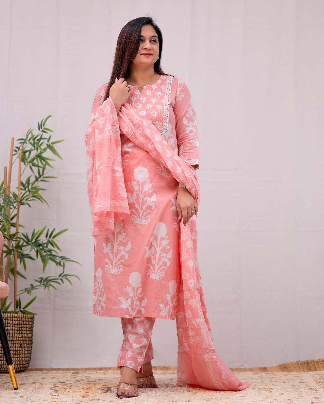 Pink Kurta Pant Set with Dupatta